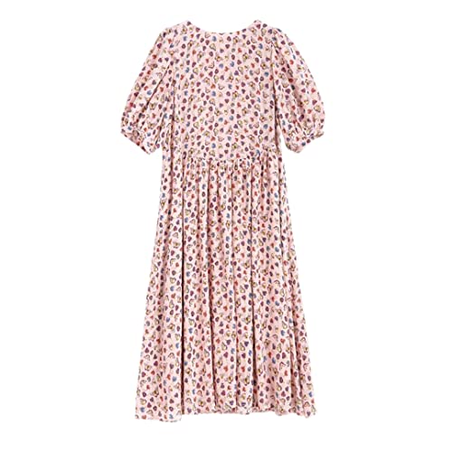 Robe d'été décontractée au style floral vintage avec col rond classique en taille XXXL