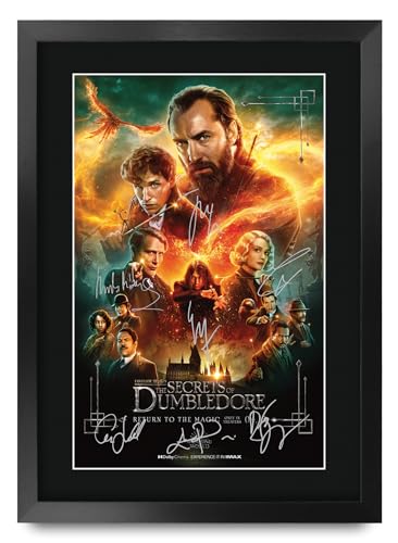 HWC Trading Fantastic Beasts 3 The Secrets of Dumbledore Eddie Redmayne Gifts Printed Poster Signed Autograph Picture for Movie Memorabilia Fans - 16" x 12" Framed