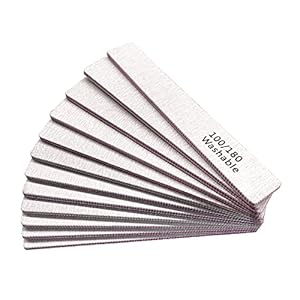 Nail File 12 PCS Professional Reusable 100/180 Grit Double Sides Washable Nail File Manicure Tools for Poly Nail Extension Gel and Acrylic Nails Tools Suit for Home Salon