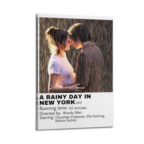 JZHOPEBUS Pósteres de portada de álbum de películas con texto en inglés 'A Rainy Day in The New York', 30 x 45 cm, estilo marco 5