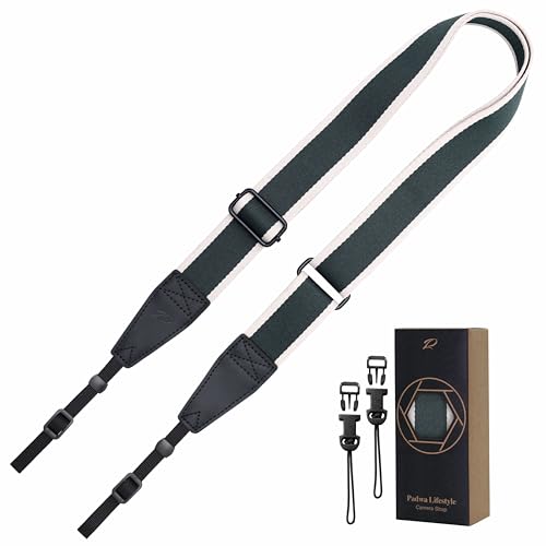 Image of Padwa Lifestyle Adjustable Camera Strap - 1.5 inch Top Layer Cowhide Head Camera Straps for Photographers, Cotton Adjustable Neck Shoulder & Crossbody Strap Quick Release for All Cameras and Binoculars