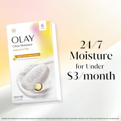 Olay Beauty Bar, Ultra Moisture,10x More Moisturizers, 24/7 Soft & Smooth Skin, Gentle Cleanse on Face & Body, Vitamin B3 Complex, For All Skin Types, Shea Butter Scent, 3.75 oz, (Pack of 6) - image 8