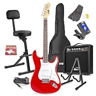 Complete beginner electric guitar kit including a stylish red S-style electric guitar, matched seamlessly with a robust 40W amplifier, providing versatile sound options to suit all playing styles. Enhanced beginner-friendly amplifier features simple ...