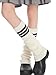 *daisysboutique* Retro Women 80s Adult Ribbed Knitted Leg Warmers Crochet Long Boot Kawaii Y2K Harajuku Party Costume(Black-Stripes-Offwhite, One Size)