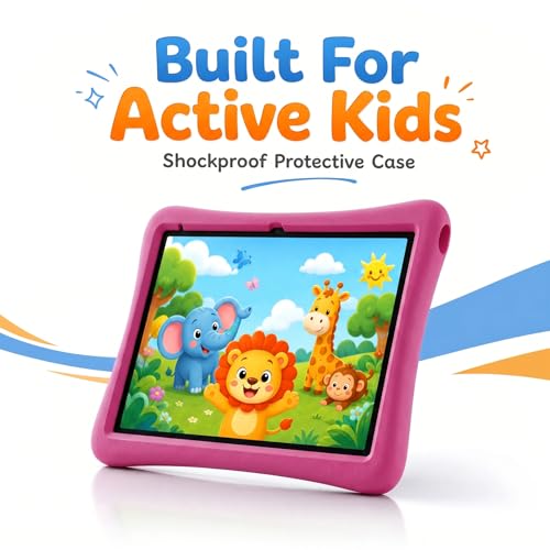 Image of Kids Tablet 10 Inch Android Tablet for Kids Comes with a Shock-Resistant Protective Case, 8GB RAM 32GB ROM Tablets Supports 1TB MicroSD, 6000mAh Battery Dual Cameras 5G Wifi6 Android Tablets with Case
