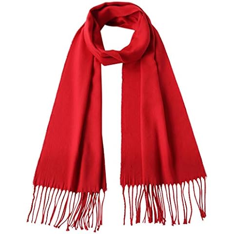 Atano Mens Fine Soft Scarf with Tassel Ends Red Cover