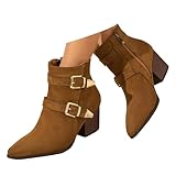 Xbemkste Botines para mujer, estilo vintage, estilo victoriano, con cordones, de ternero medio, para vestido de novia, botas elegantes de caña corta, X2 Marrón, 41 EU