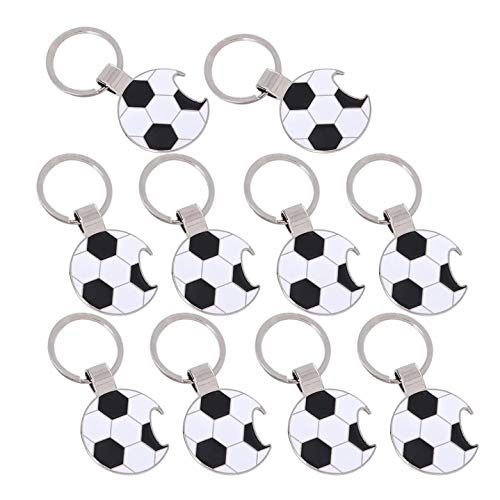 XLKJ 10Pcs Abrebotellas de Cerveza Portátil, Abridor con Llavero con Diseño de Fútbol, Abrebotellas Doméstico de Metal para Bebidas