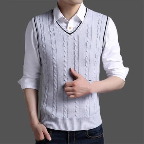 Men's Knitted Sweater Vest V Neck Contrast Color Casual Sleeveless Pullover Outwear Tops3
