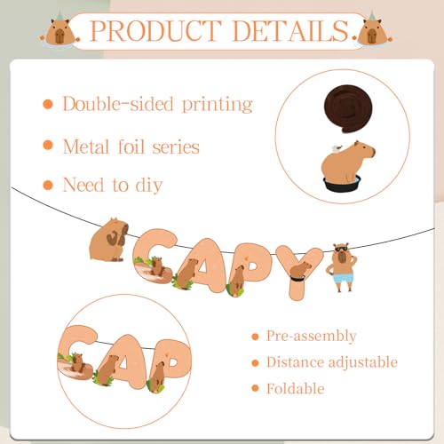 Image of Rakuto Capybara Birthday Party Decorations 10PCS Banners Swirls Supplies