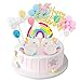 DUOUPA Decoración para tarta de cumpleaños con unicornio, arco iris, guirnalda de cumpleaños, globo, nube, decoración para tartas, para niños, niñas y niños