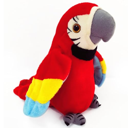 HRKVSK Loro Que Habla, Loro Que Repite Lo Que Dices, Loro Parlanchin con Grabación Interactiva, Reproduce Canciones, Muñeco Que Repite Lo Que Dices, Rojo