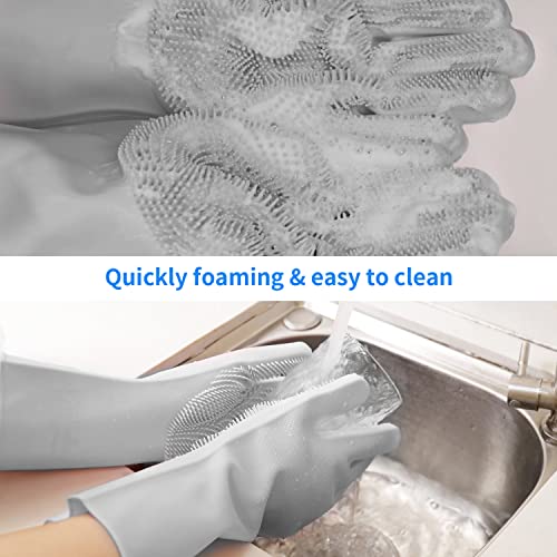 Kkd Silicone Dishwashing Gloves For Kitchen, Silicone Scrub Cleaning Gloves,Reusable Rubber Washing Gloves,Silicone Gloves Brush For Dishes, Cars, Pet, Household Cleaning(Gray) #TOP1