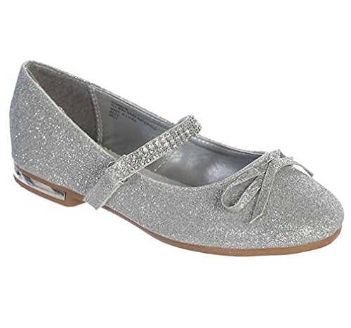 iGirlDress Girls Flats with Rhinestones Strap Mary Jane Dress Shoes Size 9-5 Youth