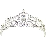 [Harmony Peach] プリンセスティアラ 結婚式 ウェディング アクセサリー 王冠 パール ラインストーン 花嫁 パーティー ブライダル（シルバー）