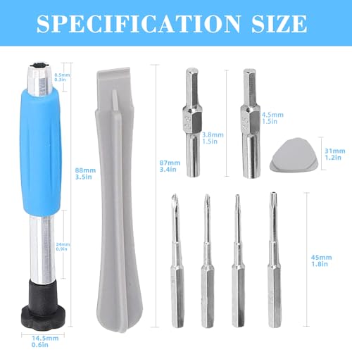 Gamebit Screwdriver Set, 3.8mm 4.5mm Torx Security Bit Set T8 T6 Triwing & Phillips Screwdrivers Pry Opening Repair Tool Kit for Xbox One Controller Switch PS4 SNES n64 console NES Wii triwing