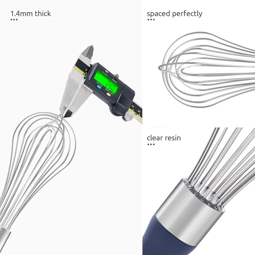 Image of U-Taste Wire Whisk for Cooking, 18 /10 Stainless Steel Wisk, M /Midnight Blue