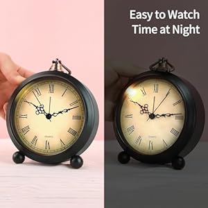 Pxy retro alarm clock for heavy sleepers 3d dial battery operated battery include 4 super silent analog alarm clock for kids with night light pt260 silver orange pt508 2 roman numbers  urban country home decor