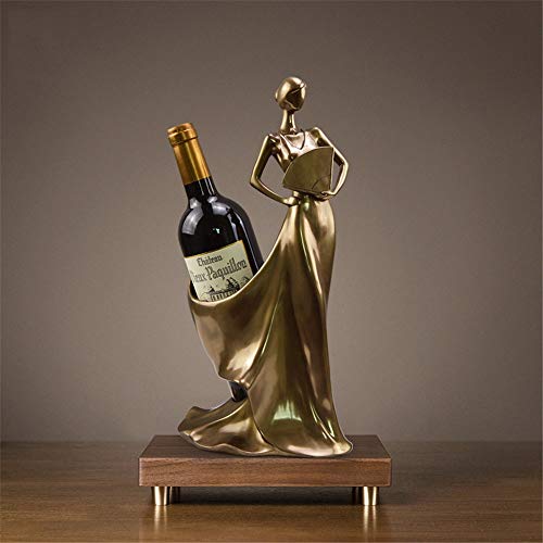 Soporte para botellas de vino de resina color latón 16x17x36cm miniatura 2
