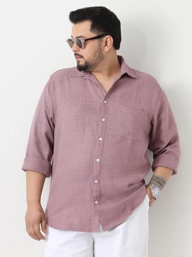 Image of Urbano Plus Men's Linen Blend Full Sleeve Relaxed Fit Casual Solid Shirt