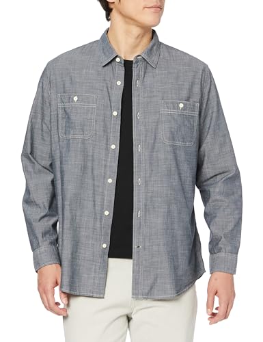 Amazon Essentials Chemise en Chambray à Manches Longues Coupe Régulière Homme, Gris, L