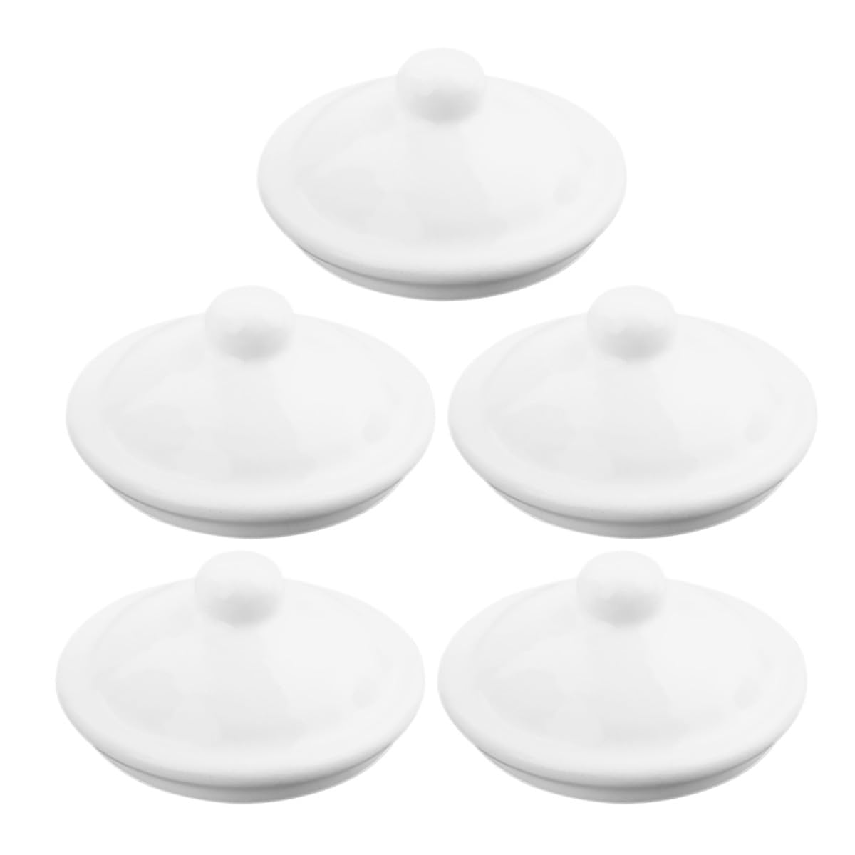 Generico Set 5 Copritazza Smaltati Rotondi in Ceramica, Coperchi per Tazze da Tè e Acqua, Accessori per Bicchieri da Caffè, Ricambi Riutilizzabili per Casa e Ufficio