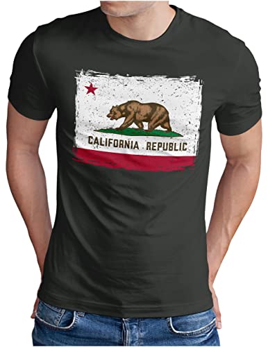 T-shirt California homme gris foncé OM3 Cali Bear en taille 4XL