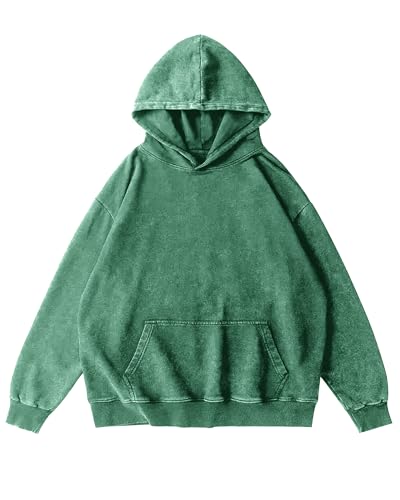 Men's Hoodies Distressed Washed Sweatshirts Solid Vintage Hooded Sweatshirt Long Sleeve Pullover Tops with Pockets4