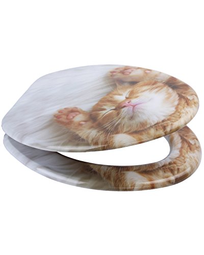 Sanilo ELONGATED, Silent Slow Close, Molded Wood Adjusting Toilet Seat, Lilly - Thumbnail 5