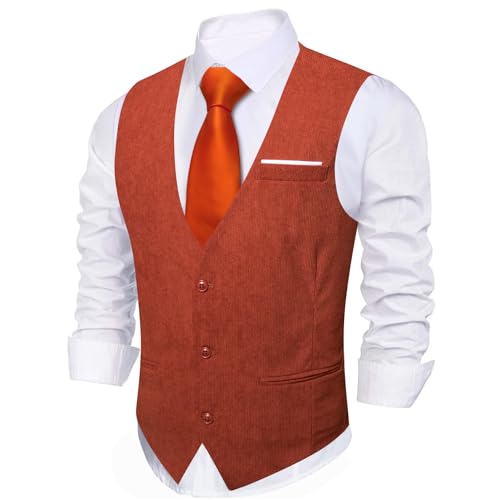 Image of Barry.Wang Mens Outdoor Corduroy Vests Vintage Western Cowboy Sleeveless V-neck Waistcoat Retro Casual Vest