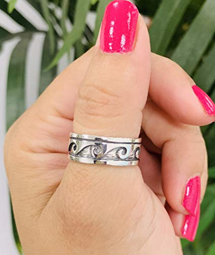 CloseoutWarehouse 925 Sterling Silver Waves of Eternity Bali Tribal Ring2