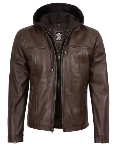 Image of Blingsoul Real Leather Jacket Men - Detachable Hooded lambskin Leather Jackets For Mens