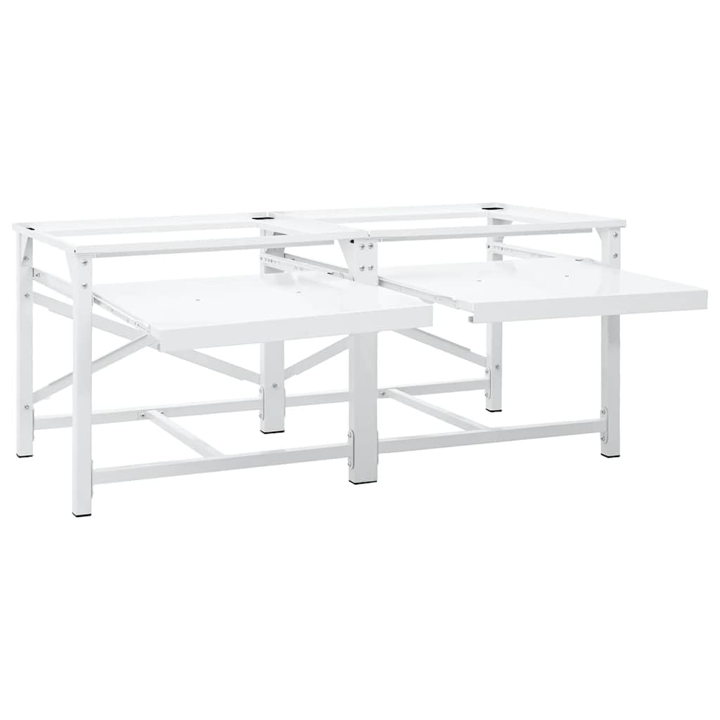 Soporte para lavadora de acero blanco 120 x 56 x 52 cm con 2 estantes y almohadillas antideslizantes de 200 kg para accesorios de lavadora