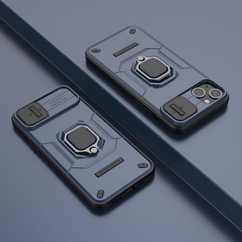 Image of CamShield Pro Case with Slide Camera Protection and 360 Protection Ring Stand Bumper Back Case Cover for iPhone 14 Plus (Blue)