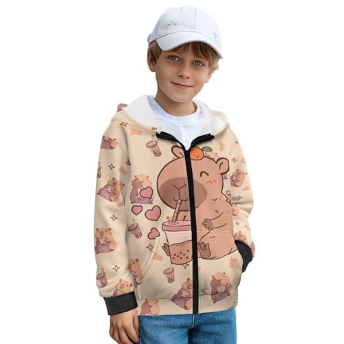 Girls' Outerwear Jackets Kids Soft Fleece Sweatshirts Zip up Hoodie with Pockets Casual Fall Outfits Printed