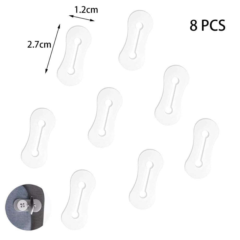8 Pezzi Adattatori per Gemelli Fibbia di Prolunga Trasparente in Silicones Camicia Gemelli Estesi per Camicie da Uomo Camicia con Bottoni