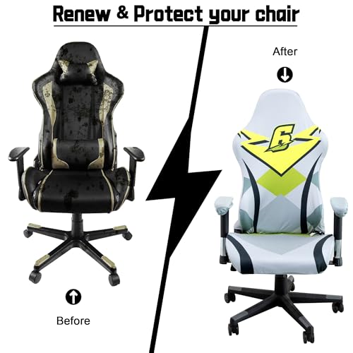 Image of BIETYONE Gaming Chair Covers (No Chair),Office Computer Chair Cover,Jacquard Stretch Prevent Cat Scratching Computer Chair Slipcovers,for Gamer Computer Chair Replacement Protector Cover,Player 6