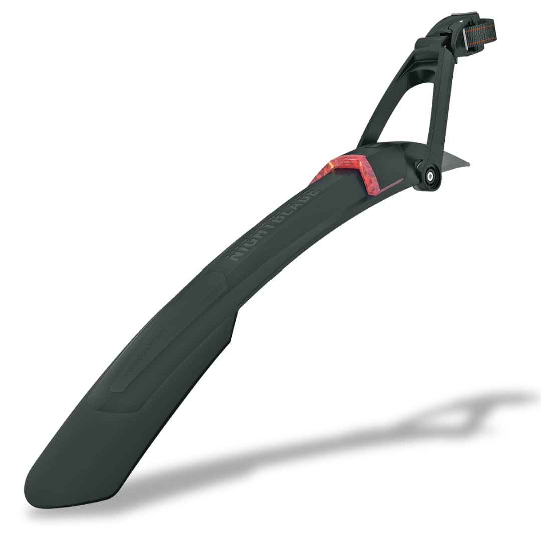 SKS GERMANY NIGHTBLADE 29" + 27,5PLUS rear mudguard with integrated rear light; bicycle accessories (quick-release attachment, USB-chargeable battery; rear light with StVZO approval), black