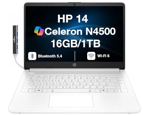 HP Laptop 14" Celeron N4500 16GB 1TB SSD Windows 11 miniatura 1