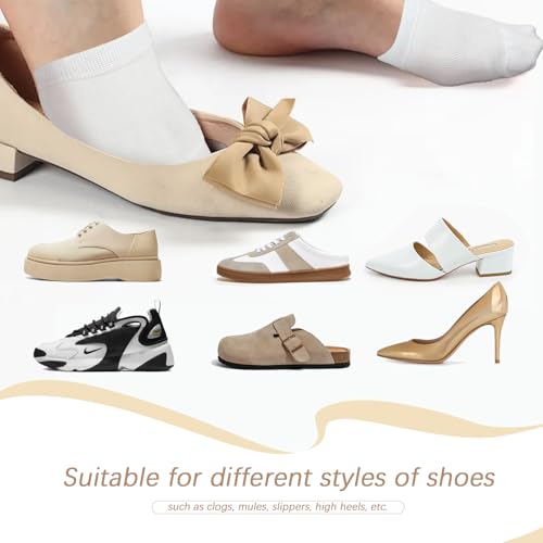 Image of 15 Pairs Half Socks for Women Mules, Toe Socks Women No Show Non-Skid Clog Socks Toe Topper Socks for Women, Socks for Mules and Slides (Black, White, Skin)