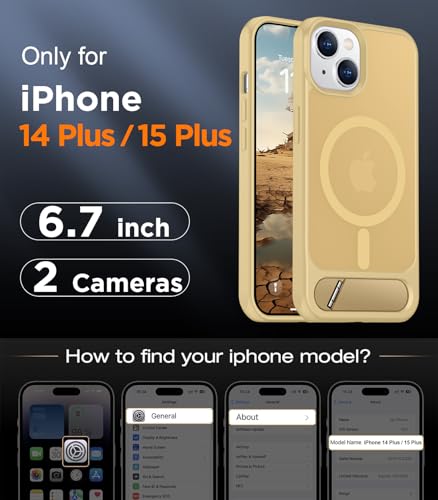 Image of Magnetic Compatible with iPhone 15 Plus Case & iPhone 14 Plus Case, [Built-in Invisible Kickstand][Compatible with MagSafe][Military Grade Shockproof] Slim Translucent Matte Phone Case 6.7 inch