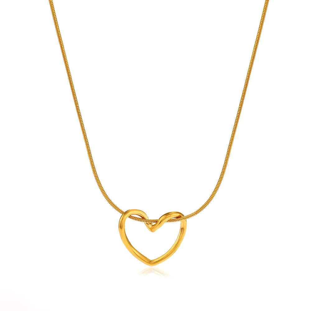 Hollow Heart Necklace for Women | Anti-Tarnish Waterproof Jewelry for Everyday Wear | Valentines, Birthday, Anniversary, Wedding Gifts for Wife, Mom & Sister