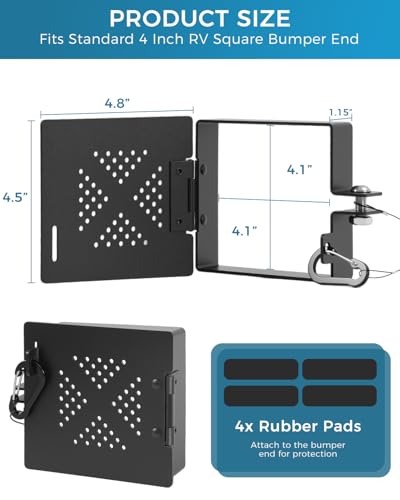 Image of Aluminum RV Bumper End Cap Fits Standard 4-Inch Square, 2 Pack