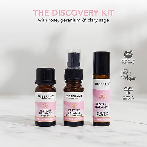 Tisserand Aromatherapy - Restore Balance Discovery Kit - Roller Ball, Body Oil & Mist - Perimenopause, Menopause & Menstruation Support Women - Rose, Clary Sage & Geranium - Natural Essential Oils - Image 5