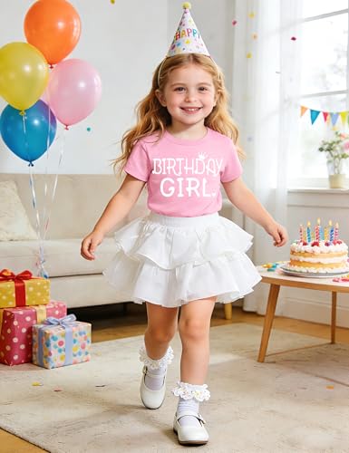 Image of Birthday Girl Shirt Toddler Baby Girls Birthday Outfit Cotton T-Shirt Size 2-10 Years