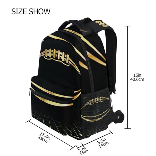 Gold Football Backpack Laptop Tablet Travel School Bag with Name Tag for Boys Girls3