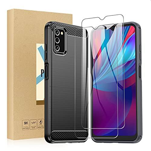 SCL Film de protection d'écran et coque compatibles avec Samsung Galaxy A03S et film de protection d'écran, 2 films de protection d'écran et 1 coque noire...