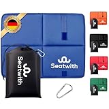 Seatwith® Gedächtnisschaum - Wärme und extremen Komfort mit Wetterfest (45x35cm) - Thermo Faltbar für Camping, Stadion und Wandern (Blau)