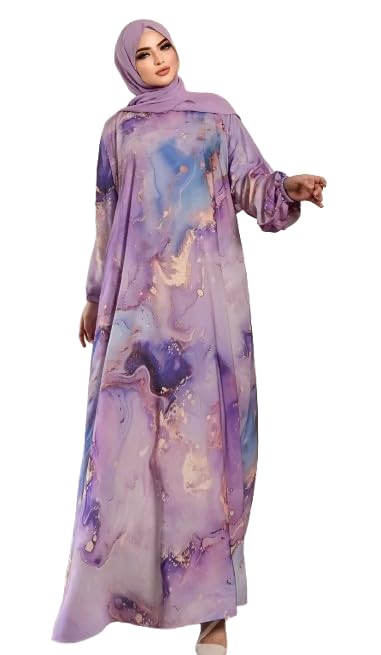 sarinku Women’s Lavender Abstract Print Nida Abaya Flowing Modest Long Abaya for Elegant Islamic Wear Without Dupatta-picture-57