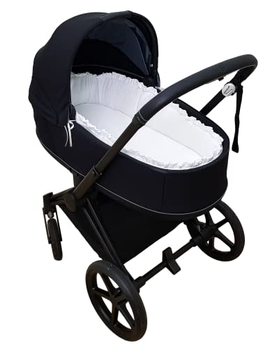 Nenel Cubre capazo Recortada A Medida o Funda para capazo con Paredes Acolchadas + sábana Bajera   Bambula (Blanco)